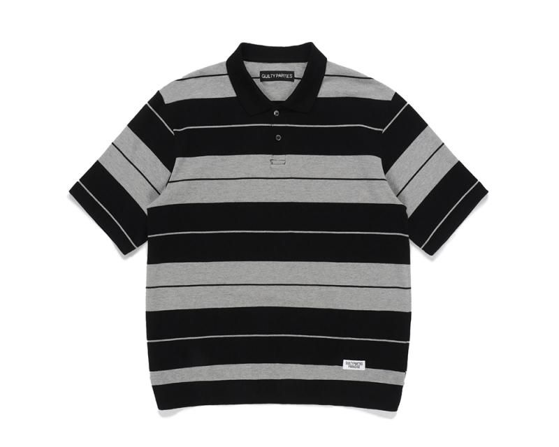 WACKO MARIA ワコマリア 23SS STRIPED POLO SHIRT S/S GRAY/BLACK ストライプ 半袖ポロシャツ グレー/ブラック 23SS-WMC-PS01