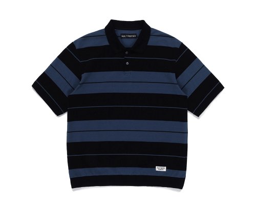 WACKO MARIA/拾ޥꥢ/STRIPED POLO SHIRT S/S/ ȥ饤ץݥ/NAVY-BLACK