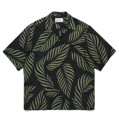 WACKO MARIA/拾ޥꥢ/LEAF HAWAIIAN SHIRT S/S/꡼եϥ磻󥷥/BLACK-GREEN