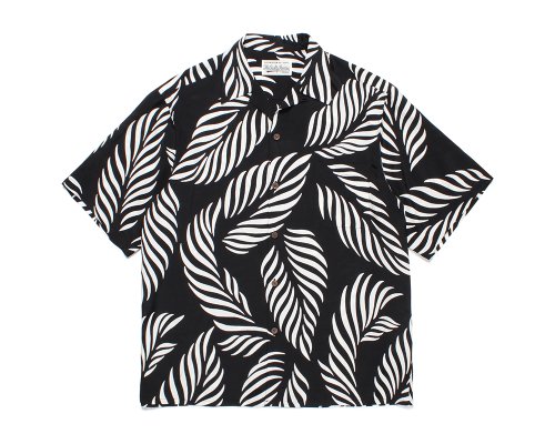 WACKO MARIA/拾ޥꥢ/LEAF HAWAIIAN SHIRT S/S/꡼եϥ磻󥷥/BLACK-GRAY