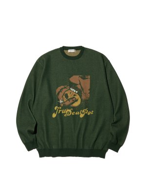 RADIALL/ラディアル/COOKIE - CREW NECK SWEATER L/S/ジャガードニットセーター/FOREST GREEN