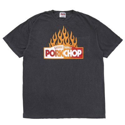 PORK CHOP /ポークチョップ/FIRE BLOCK POCKET TEE/プリントポケットティーシャツ/ASH BLACK