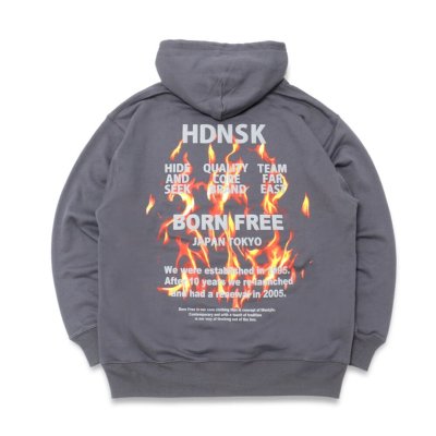 Hide and Seek/ϥɥɥ/Flame Hooded Sweat Shirt/ץȥåȥѡ/CHARCOAL