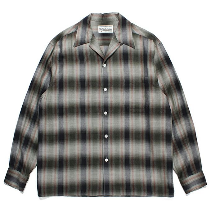 WACKO MARIA/ワコマリア/OMBRE CHECK OPEN COLLAR SHIRT L/S ( TYPE-4 )/ オンブレチェックオープンカラーシャツ/GREEN - EMILIANO ONLINE SHOP｜RADIALL,DELUXE,WACKO MARIA /ラディアル,デラックス,ワコマリア通販