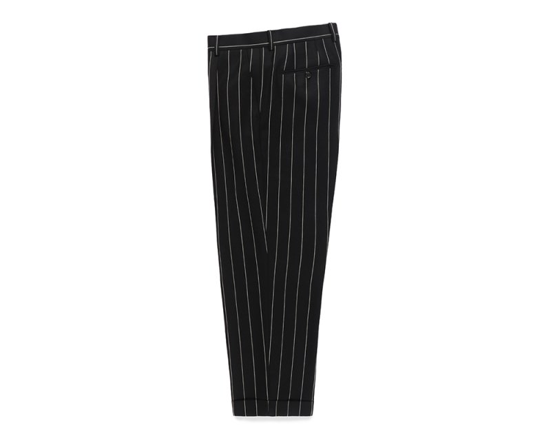 WACKO MARIA/ワコマリア/DORMEUIL / STRIPED DOUBLE PLEATED TROUSERS(TYPE-2)/BLACK  - EMILIANO ONLINE SHOP｜RADIALL,DELUXE,WACKO MARIA/ラディアル,デラックス,ワコマリア通販