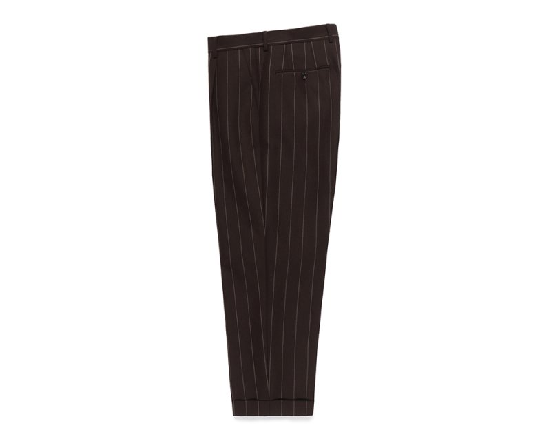 WACKO MARIA/ワコマリア/DORMEUIL / STRIPED DOUBLE PLEATED  TROUSERS(TYPE-2)/D-BROWN - EMILIANO ONLINE SHOP｜RADIALL,DELUXE,WACKO MARIA /ラディアル,デラックス,ワコマリア通販