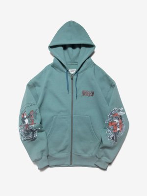 HAIGHT/ヘイト/[SCRIBE TATTOO] ZIP HOODIE/プリントジップフーディ/TEAL