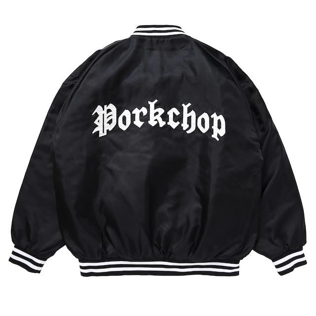 ジャケット・アウター PORK CHOP SATIN SPORTS JACKET BLACK PORK CHOP SATIN SPORT JACKET