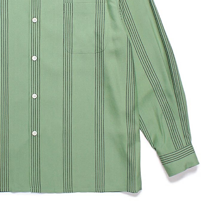 WACKO MARIA/ワコマリア/STRIPED OPEN COLLAR SHIRT L/S/ストライプオープンカラーシャツ/GREEN -  EMILIANO ONLINE SHOP｜RADIALL,DELUXE,WACKO MARIA/ラディアル,デラックス,ワコマリア通販