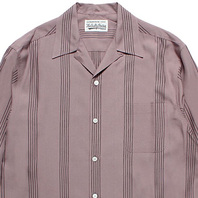 WACKO MARIA/ワコマリア/STRIPED OPEN COLLAR SHIRT L/S/ストライプオープンカラーシャツ/PURPLE -  EMILIANO ONLINE SHOP｜RADIALL,DELUXE,WACKO MARIA/ラディアル,デラックス,ワコマリア通販