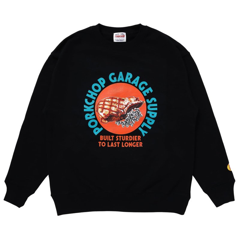 PORK CHOP/ポークチョップ/PC&SCREW SWEAT/クルーネックスウェット/BLACK - EMILIANO ONLINE  SHOP｜RADIALL,DELUXE,WACKO MARIA/ラディアル,デラックス,ワコマリア通販