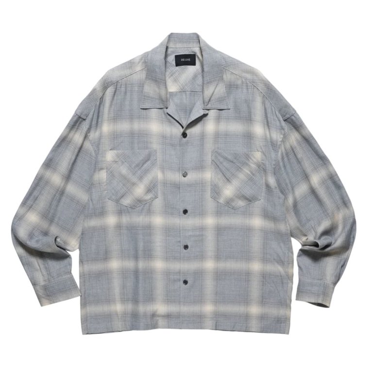 DELUXE/デラックス/PONTIAC/レーヨンチェック柄長袖 オープンカラーシャツ/GRAY - EMILIANO ONLINE SHOP｜ RADIALL,DELUXE,WACKO MARIA/ラディアル,デラックス,ワコマリア通販