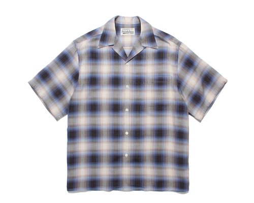 WACKO MARIA/拾ޥꥢ/OMBRE CHECK OPEN COLLAR SHIRT S/S ( TYPE-1 )/֥å顼/BLUE