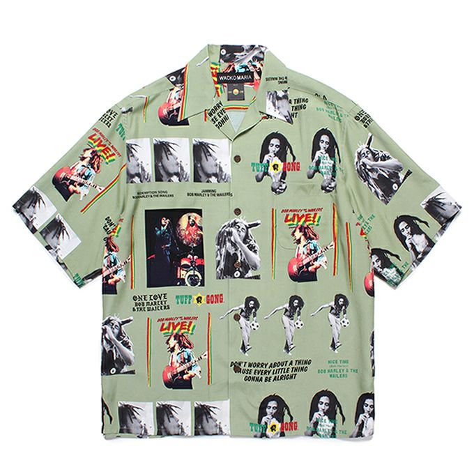 WACKO MARIA/ワコマリア/BOB MARLEY / HAWAIIAN SHIRT S/S ( TYPE-1 )/ボブマーリー/ハワイアンシャツ/GREEN  - EMILIANO ONLINE SHOP｜RADIALL,DELUXE,WACKO MARIA/ラディアル,デラックス,ワコマリア通販