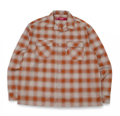 Hide and Seek/ϥɥɥ/OMBRE CHECK L/S SHIRT/֥å /ORANGE