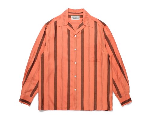 WACKO MARIA/拾ޥꥢ/STRIPED OPEN COLLAR SHIRT L/S/ȥ饤졼󥪡ץ󥫥顼󥰥꡼֥/ORANGE