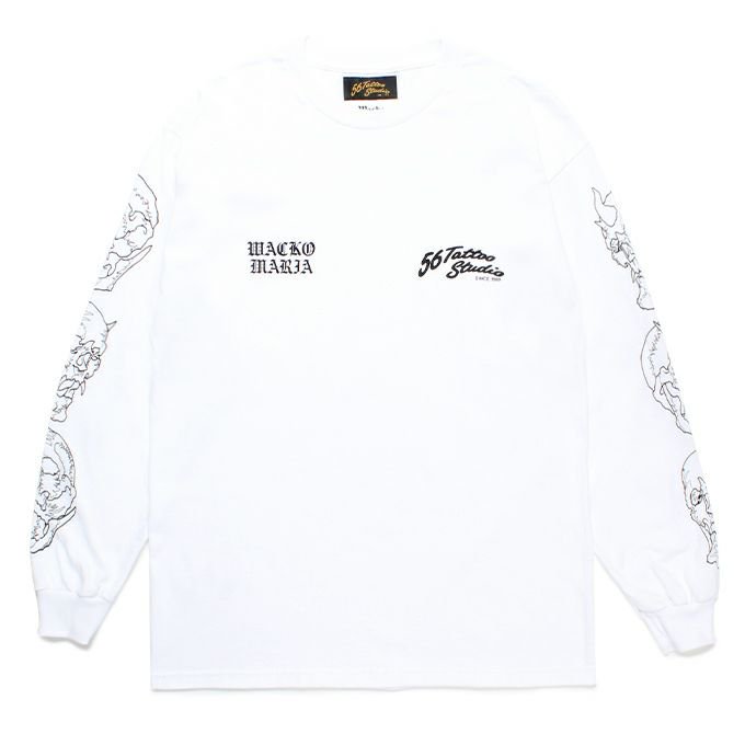 WACKO MARIA/ワコマリア/56 TATTOO STUDIO / CREW NECK LONG SLEEVE T-SHIRT/ 56タトゥースタジオ/WHITE - EMILIANO ONLINE SHOP｜RADIALL,DELUXE,WACKO MARIA /ラディアル,デラックス,ワコマリア通販