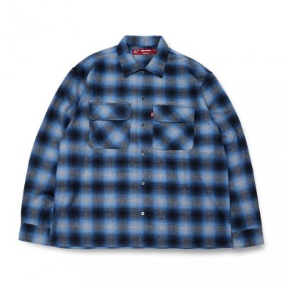 Hide and Seek/ϥɥɥ/Wool Ombre Check L/S Shirt/륪֥å /BLUE