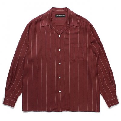 WACKO MARIA/拾ޥꥢ/OPEN COLLAR SHIRT L/S/ץ󥫥顼󥰥꡼֥/BURGUNDY