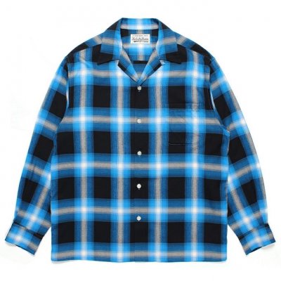 WACKO MARIA/拾ޥꥢ/OMBRE CHECK OPEN COLLAR SHIRT L/S ( TYPE-1 )/֥åץ󥫥顼/BLUE