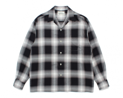 WACKO MARIA/拾ޥꥢ/OMBRE CHECK OPEN COLLAR SHIRT L/S ( TYPE-1 )/֥åץ󥫥顼/GRAY