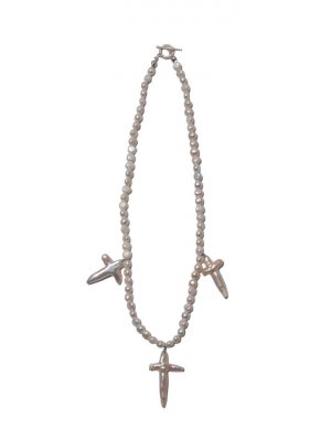 COOTIE/ƥ/DISTORTION CROSS PEARL NECKLACE (TYPE-2)/ѡ ͥå쥹/WHITE