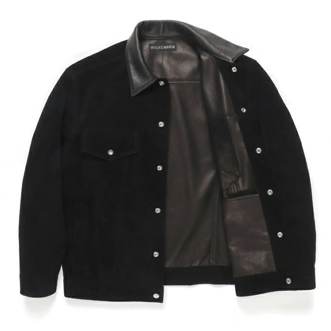 WACKO MARIA/ワコマリア/SUEDE LEATHER TRUCKER JACKET/スエードレザートラッカージャケット/BLACK -  EMILIANO ONLINE SHOP｜RADIALL,DELUXE,WACKO MARIA/ラディアル,デラックス,ワコマリア通販