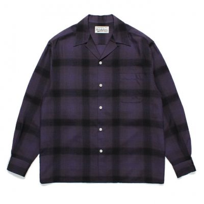 WACKO MARIA/拾ޥꥢ/OMBRE CHECK OPEN COLLAR SHIRT L/S ( TYPE-4 )/֥åץ󥫥顼/PURPLE