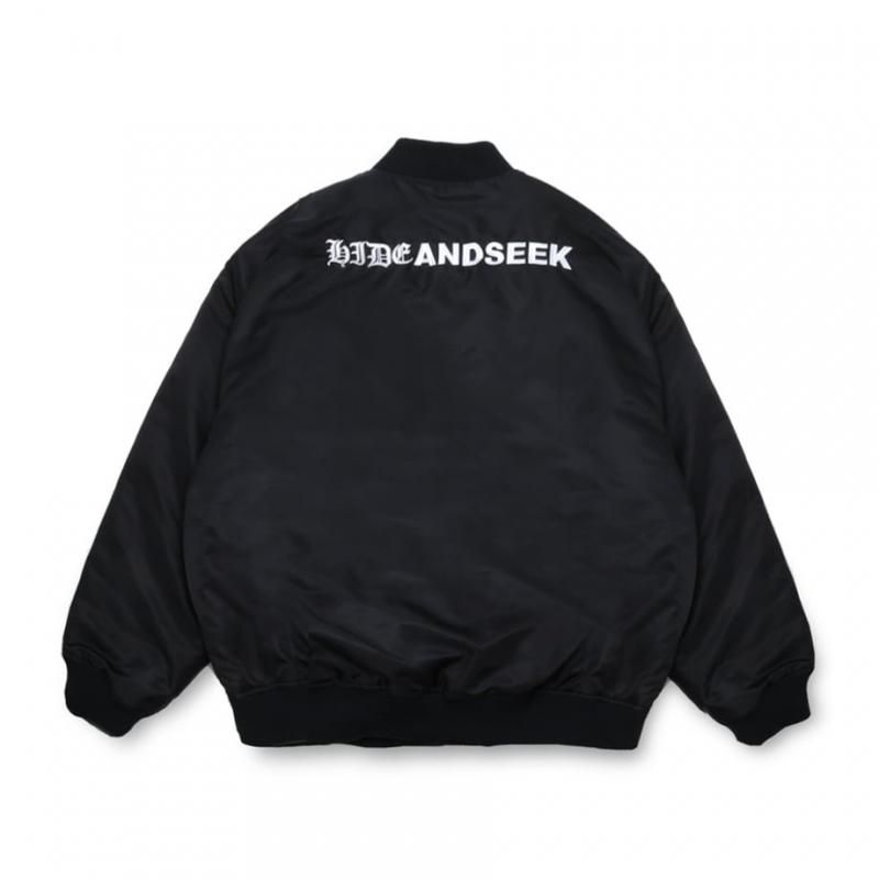 Hide and Seek/ハイドアンドシーク/Nylon Varsity Jacket/ナイロンスタジャン/BLACK - EMILIANO  ONLINE SHOP｜RADIALL,DELUXE,WACKO MARIA/ラディアル,デラックス,ワコマリア通販