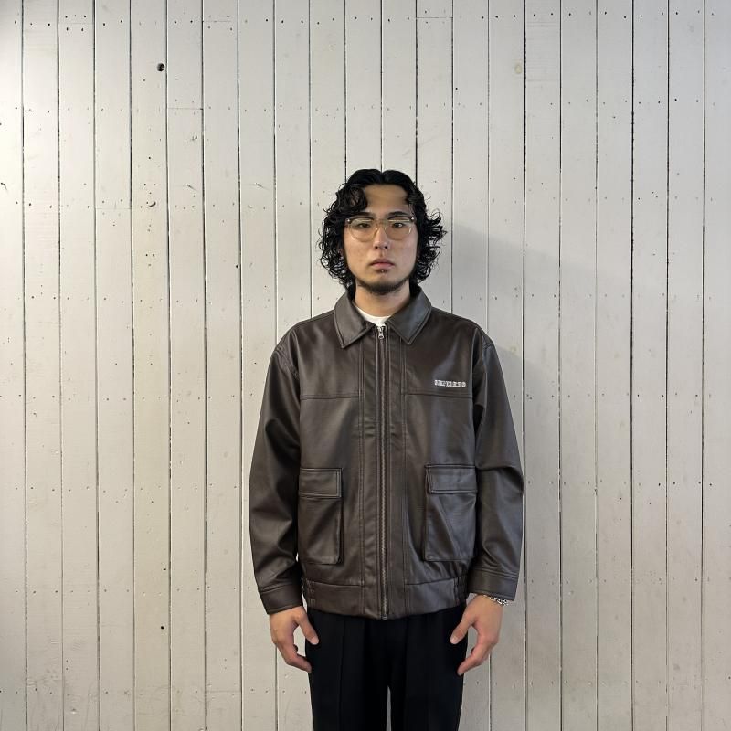 ブラウンレザージャケット yolo ブラウンレザー ジップアップ