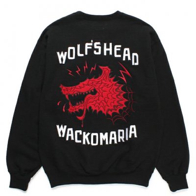 WACKO MARIA/拾ޥꥢ/WOLF'S HEAD / HEAVY WEIGHT CREW NECK SWEAT SHIRT/եإåɥإӡȥ롼ͥåå/BLACK