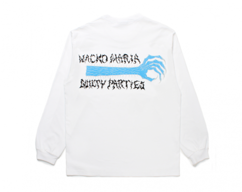 WACKO MARIA/拾ޥꥢ/NECK FACE / WASHED HEAVY WEIGHT CREW NECK LONG SLEEVE T-SHIRT (TYPE-1)/WHITE