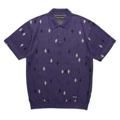 WACKO MARIA/拾ޥꥢ/DIAMOND JACQUARD KNIT POLO SHIRT/ɥ㥬ɥ˥åȥݥ/PURPLE