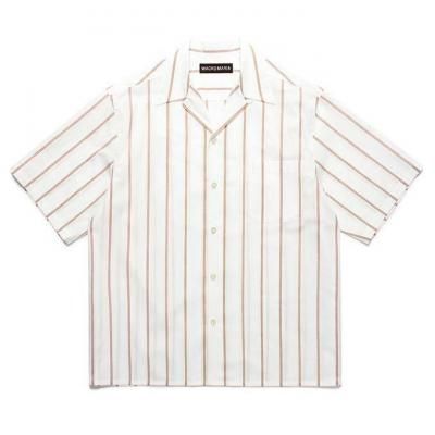 WACKO MARIA/拾ޥꥢ/STRIPED OPEN COLLAR SHIRT S/S ( TYPE-1 )/ȥ饤ץץ󥫥顼/BROWN