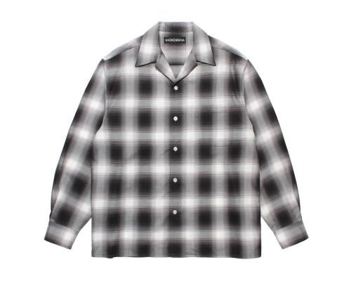 WACKO MARIA/拾ޥꥢ/OMBRE CHECK OPEN COLLAR SHIRT L/S ( TYPE-2 )/֥åץ󥫥顼/GRAY