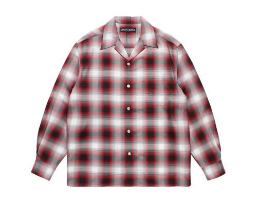WACKO MARIA/拾ޥꥢ/OMBRE CHECK OPEN COLLAR SHIRT L/S ( TYPE-2 )/֥åץ󥫥顼/RED