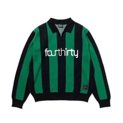 430/եƥ/L/S STRIPE JERSEY KNIT POLO/˥åȥݥ/BLACK-GREEN