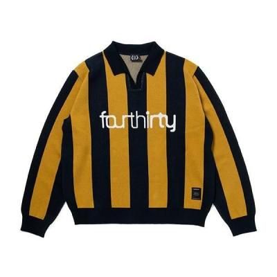 430/եƥ/L/S STRIPE JERSEY KNIT POLO/˥åȥݥ/NAVY-YELLOW