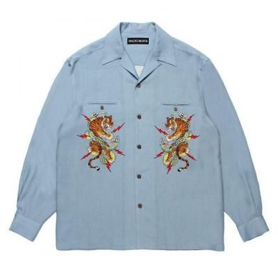 WACKO MARIA/拾ޥꥢ/TIM LEHI / HAWAIIAN SHIRT L/S/ϥ磻󥰥꡼֥/BLUE