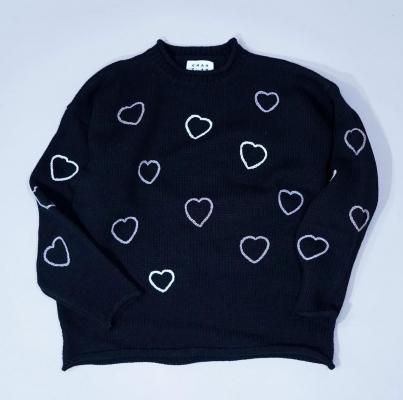 ChahChah/㡼㡼/CC HAPPY HEARTFULL ROLL NECK KNIT/ͥå˥å/BLACK