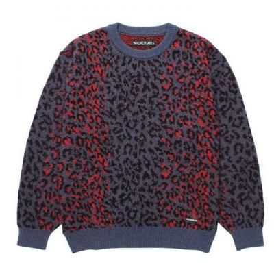 WACKO MARIA/拾ޥꥢ/LEOPARD MOHAIR JACQUARD KNIT SWEATER/쥪ѡɥإ㥬ɥ˥åȥ/NAVY