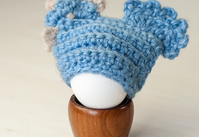 北欧で使われていた、毛糸で編まれたニワトリのエッグカバー（ブルー）／ビンテージ  画像03