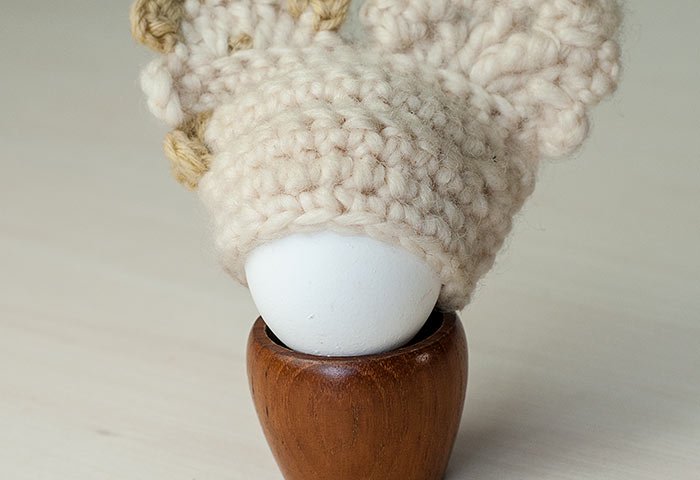 北欧で使われていた、毛糸で編まれたニワトリのエッグカバー（ホワイト）／ビンテージ  画像03