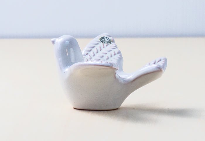 GABRIEL（ガブリエル釜）／陶器の小鳥のキャンドルスタンド（白）／スウェーデン／ビンテージ／I0104 画像