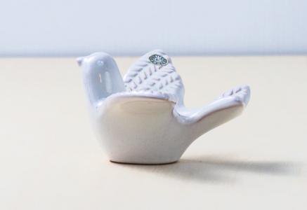 GABRIEL（ガブリエル釜）／陶器の小鳥のキャンドルスタンド（白）／スウェーデン／ビンテージ／I0104