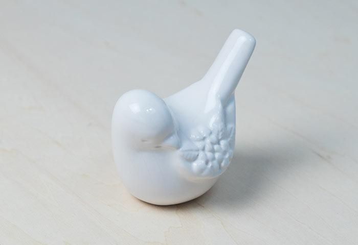 DECO（デコ）／陶器の白い鳥の置物／スウェーデン／ビンテージ／I0113