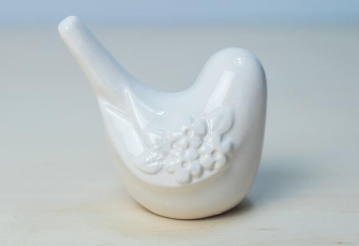 陶器製の白い鳥の置物 DECO（デコ）／陶器の白い鳥の置物／スウェーデン／ビンテージ