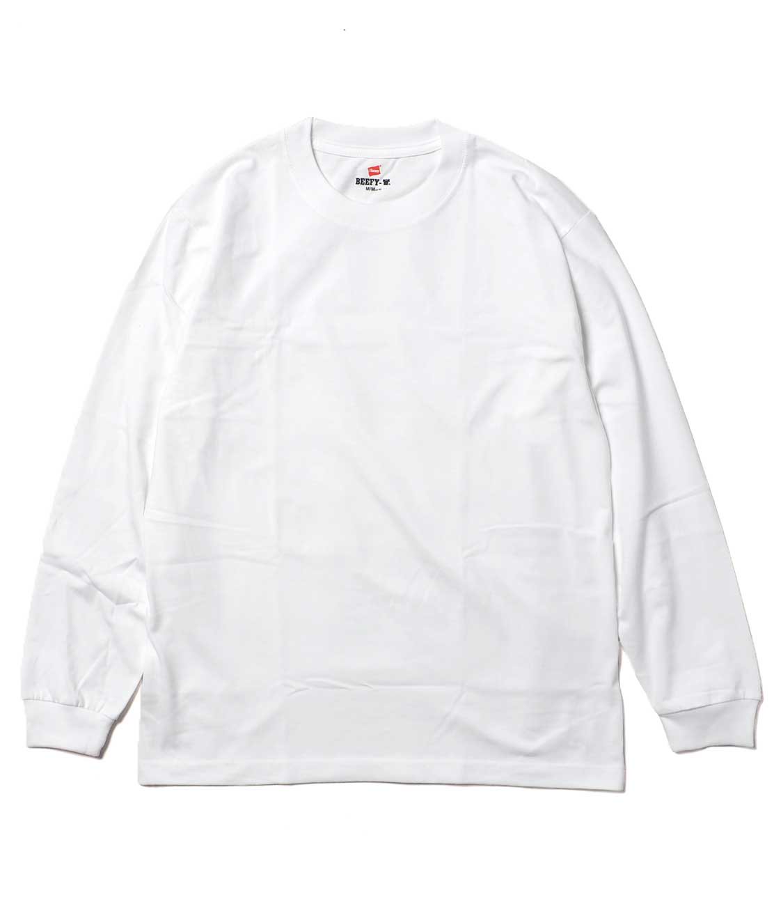 Hanes】H5186 BEEFY L/S TEE - WHITE ビーフィーロングスリーブTシャツ - HUNKY DORY