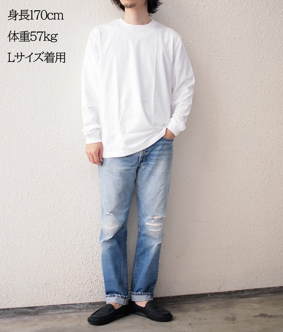 【Hanes】H5186 BEEFY L/S TEE - WHITE ビーフィーロングスリーブTシャツ - HUNKY DORY