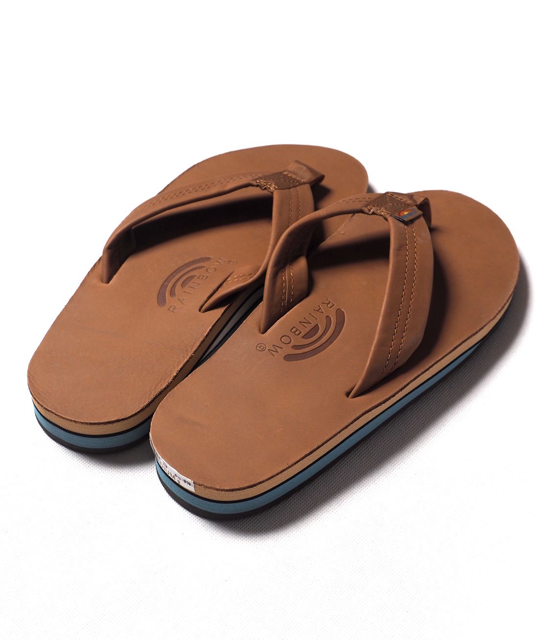 【RAINBOW SANDALS】DOUBLE LAYER CLASSIC LEATHER - TAN/BLUE サンダル - HUNKY DORY